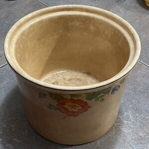 Ceramic Floral Crock in Cream with Orange Flower